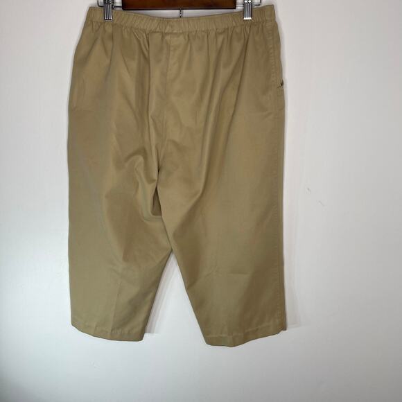 Kim Rogers khaki cropped capri gauchos pants women's petite 14 light weight - Picture 11 of 14